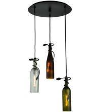 Meyda Green 136534 - 18"W Tuscan Vineyard Multi-Color 3 Wine Bottle Cascading Pendant