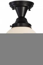 Meyda Green 143582 - 8"W Revival Schoolhouse White Globe Semi-Flushmount