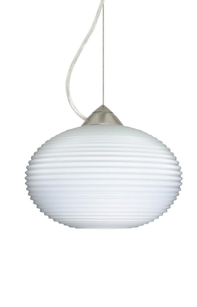 Besa Pape 10 Pendant 1Kx Opal Ribbed Satin Nickel 1x75W Medium Base