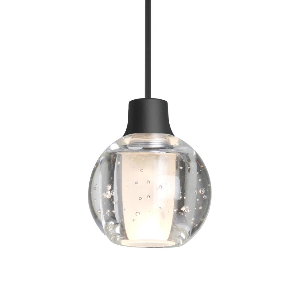 Besa Boca 3 Pendant, Clear Bubble, Black Finish, 1x35W MAX GY6.35 Base