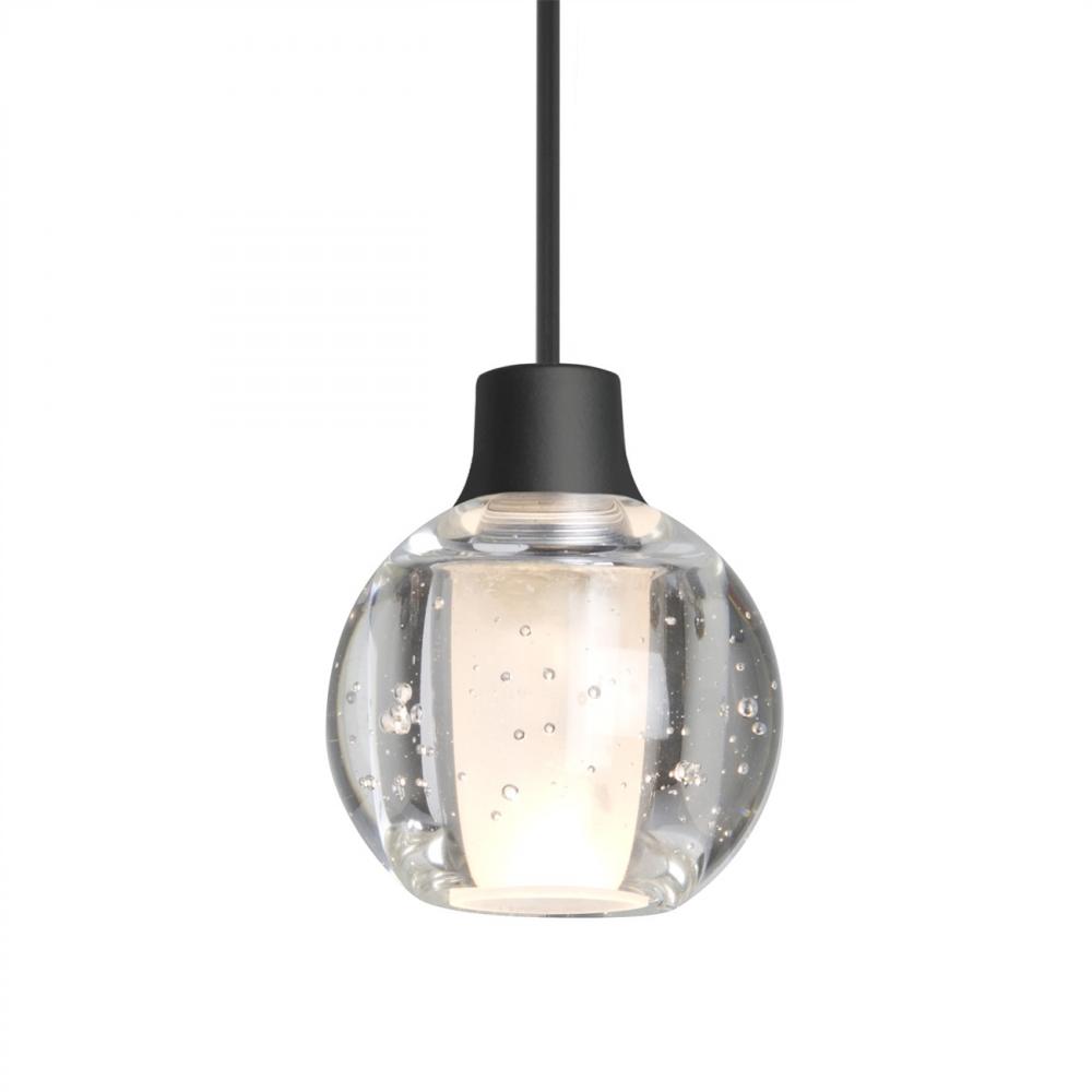 Besa Boca 3 Pendant, Clear Bubble, Black Finish, 1x35W MAX GY6.35 Base