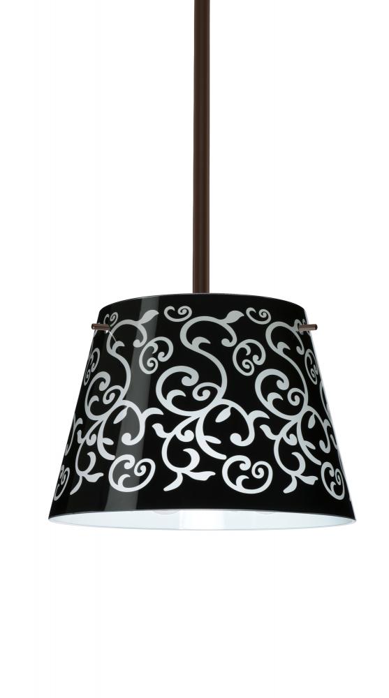 Besa Stem Pendant Amelia 12 Bronze Black Damask 1x100W A19