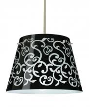 Besa Lighting 1KT-4340BD-SN - Besa Stem Pendant Amelia 15 Satin Nickel Black Damask 3x100W A19