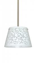 Besa Lighting 1TT-4393WD-SN - Besa Stem Pendant Amelia 12 Satin Nickel White Damask 1x100W A19