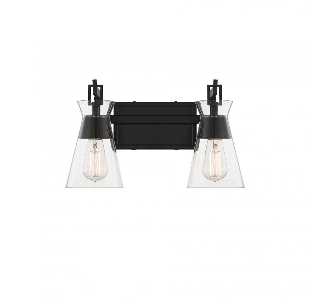 Lakewood 2-Light Bathroom Vanity Light in Matte Black