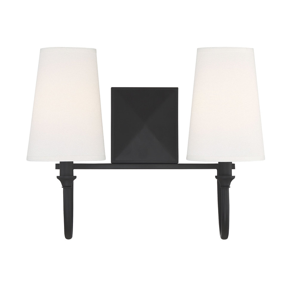 Cameron 2-Light Bathroom Vanity Light in Matte Black