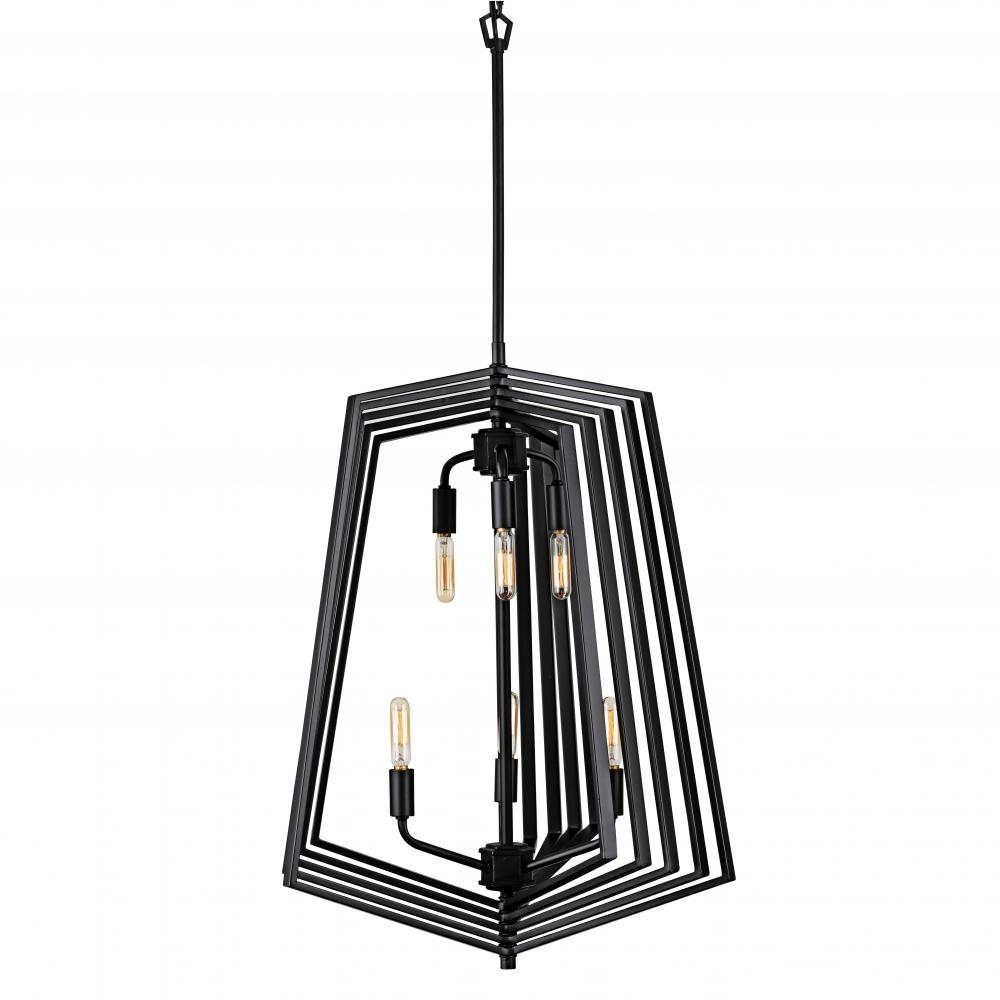 Gymnast 6-Lt Foyer Pendant - Black