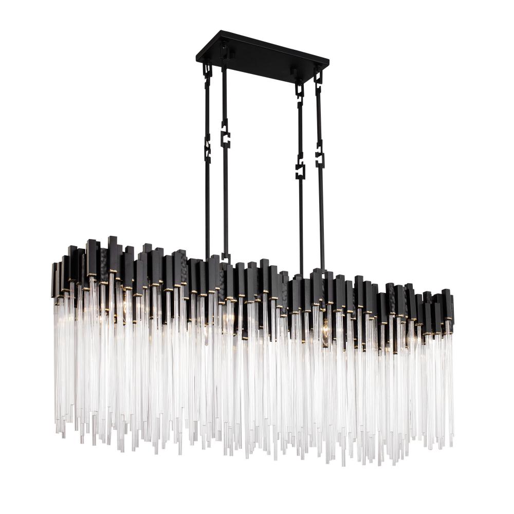 Matrix 8-Lt Linear Pendant - Matte Black/French Gold