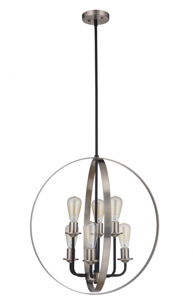 Randolph 6 Light Foyer in Flat Black/Brushed Polished Nickel