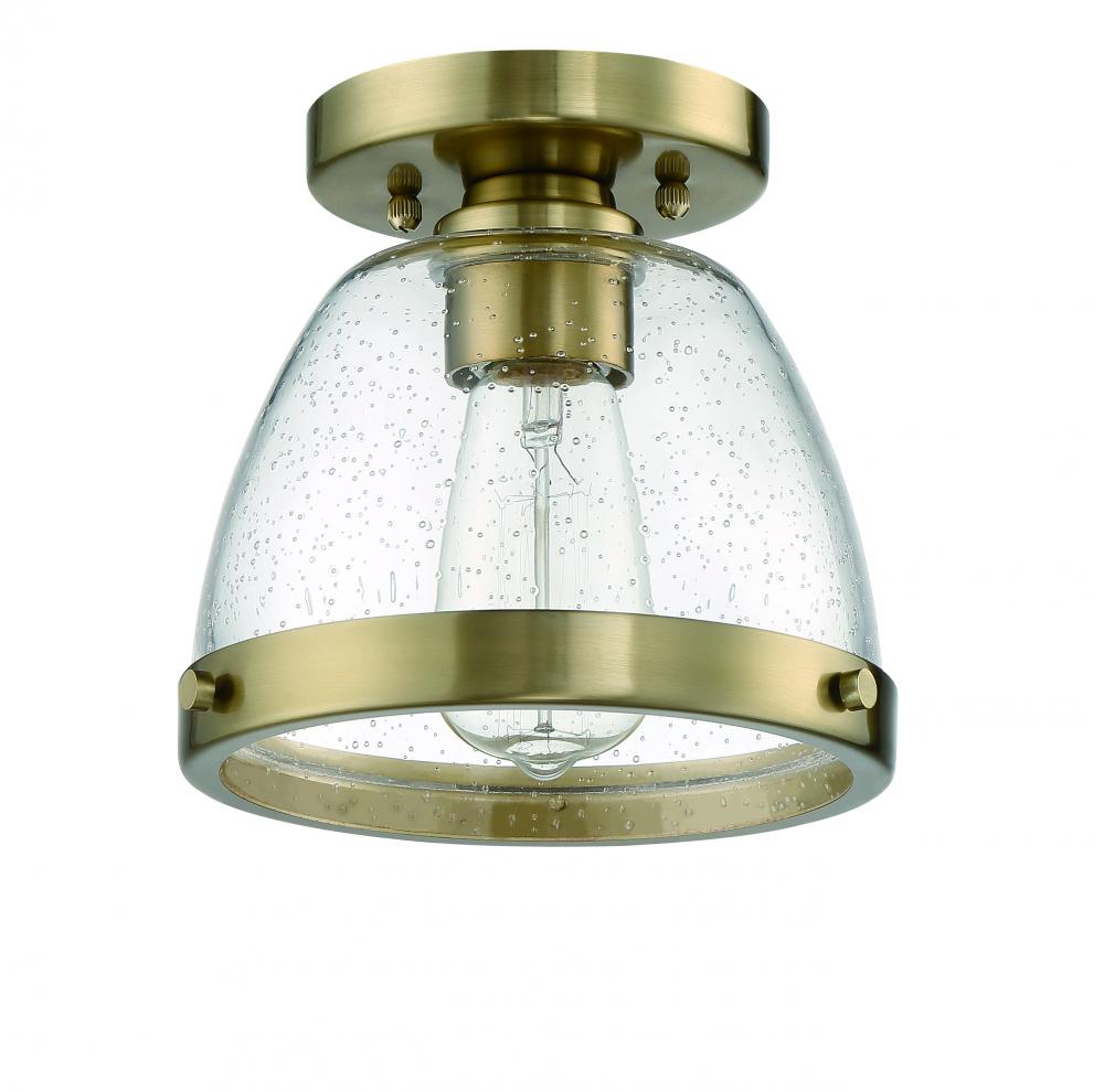 Lodie 1 Light 7.5" Flushmount in Satin Brass