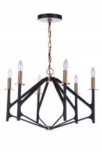 Craftmade 55526-FBSB - The Reserve 6 Light Chandelier in Flat Black/Satin Brass