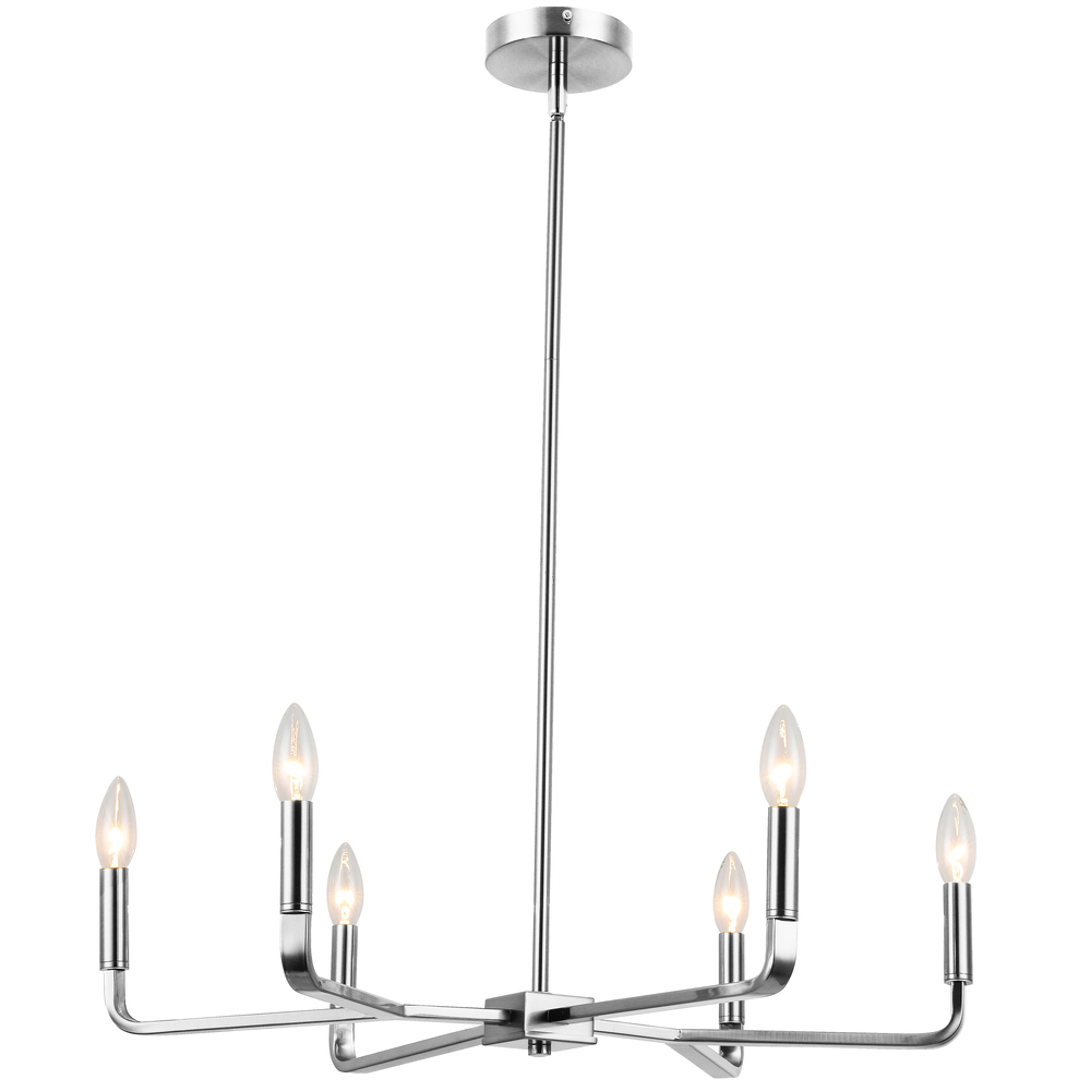 6 Light Incandescent Chandelier, Polished Chrome