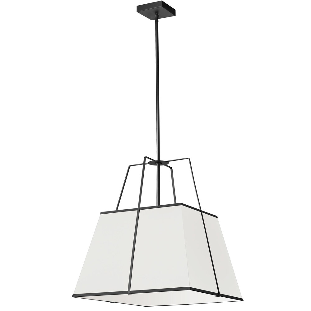 1 Light Black Pendant White Shade w/ White Fabric Diffuser