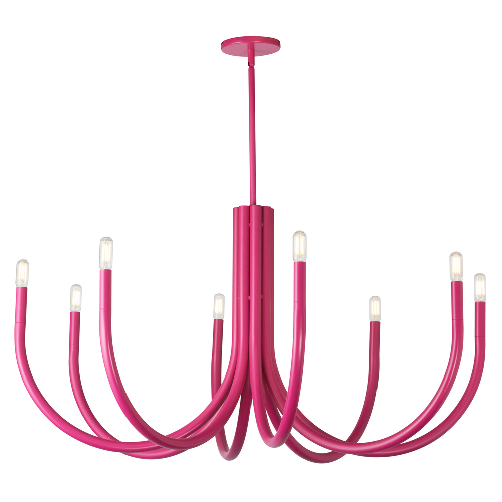 8 Light Incandescent Chandelier Pink