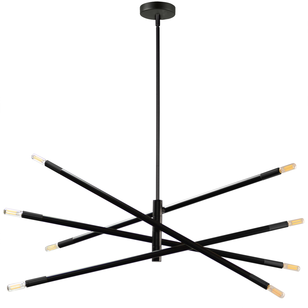 8 Light Incandescent Pendant, Matte Black