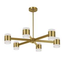 Dainolite WLS-2884LEDC-AGB - 84W Chandelier, Aged Brass w/ Frosted Acrylic Diffuser