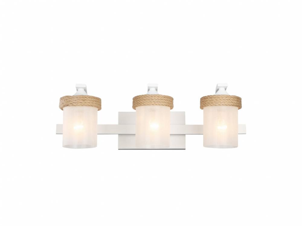 Chatham 3-Light Vanity Light in Natural White with Clear Sandblasted Glass