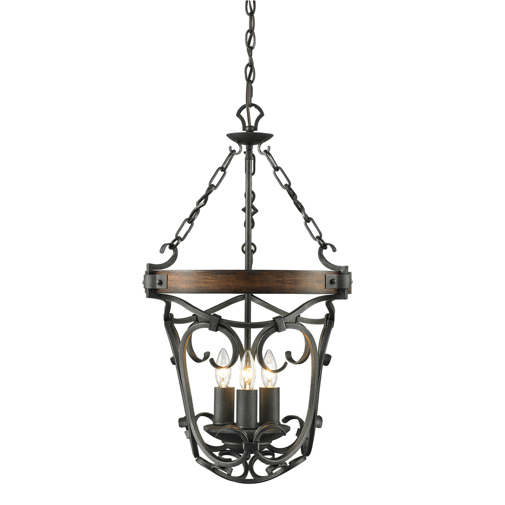 Madera 3-Light Pendant in Black Iron