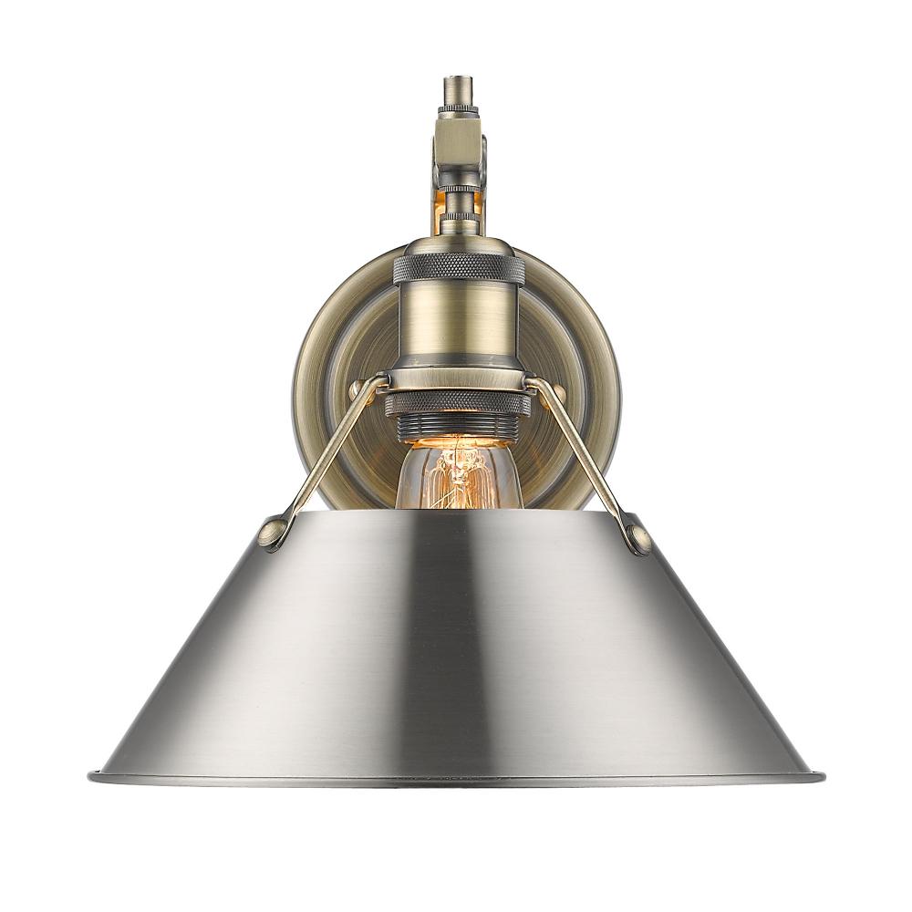 Orwell 1-Light Wall Sconce in Aged Brass with Pewter