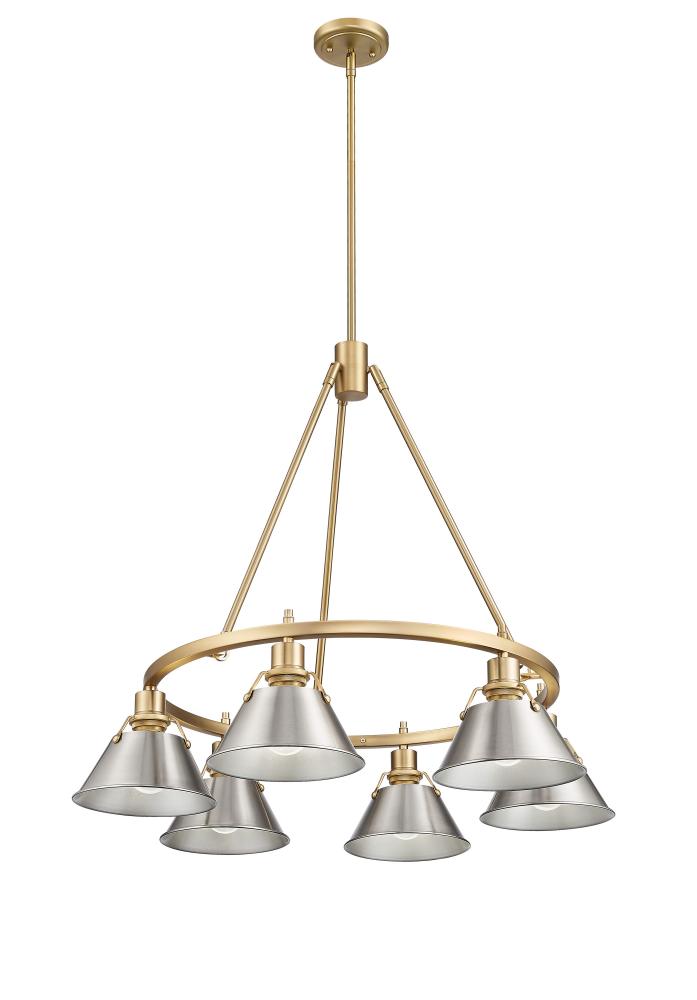 Orwell BCB 6 Light Chandelier in Brushed Champagne Bronze with Pewter shades