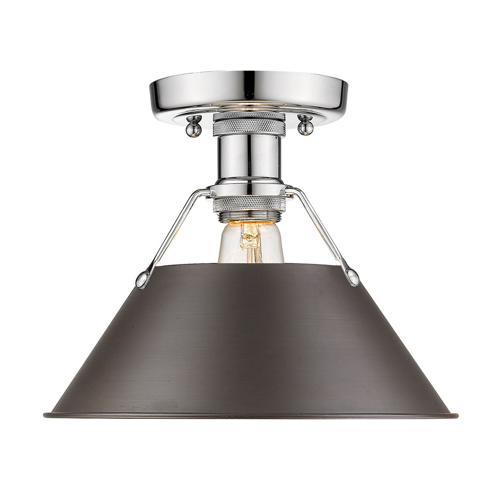 Orwell 1-Light Flush Mount in Chrome with Rubbed Bronze