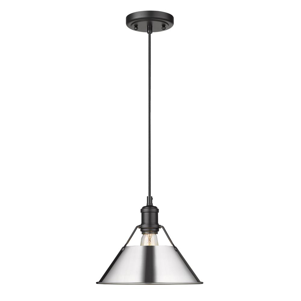 Orwell 10" Wide Medium Pendant in Matte Black with Chrome