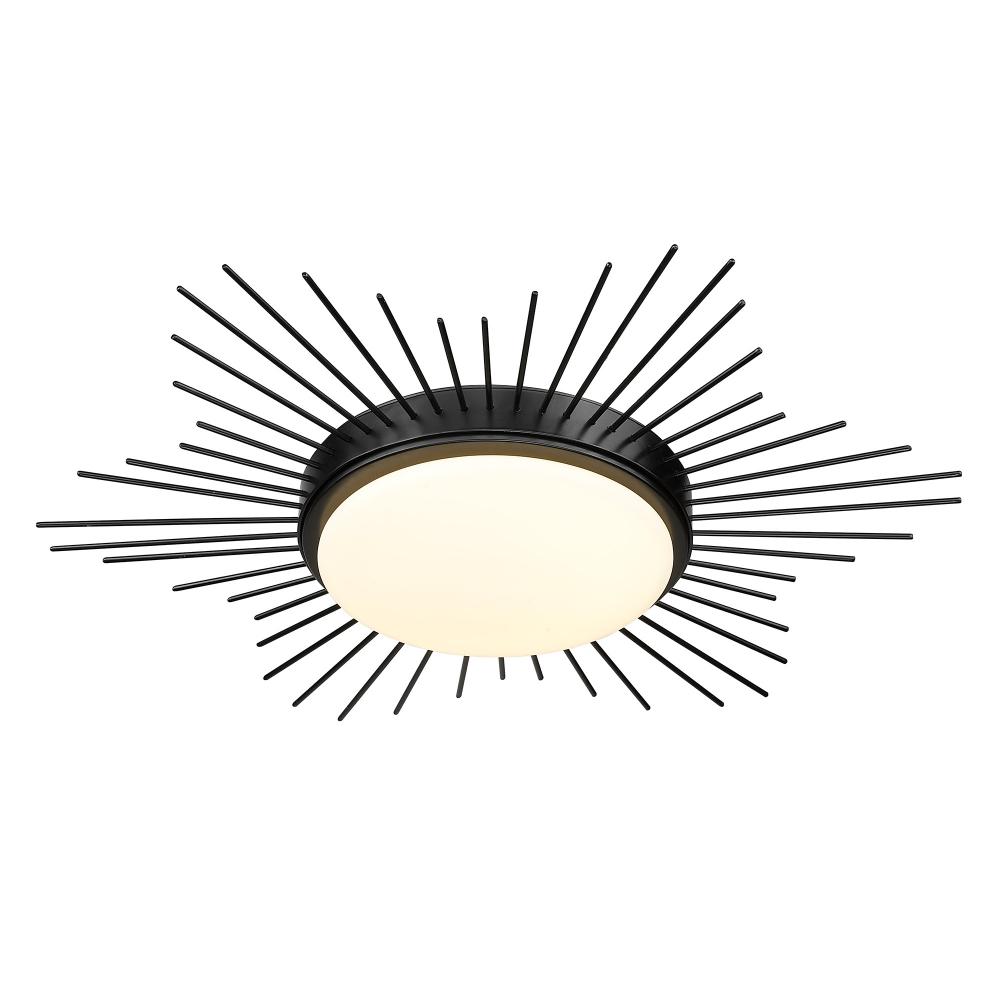 Kieran Flush Mount - 18" in Matte Black with Opal Glass Shade