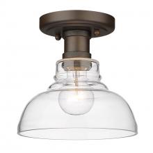 Golden Canada 0305-FM RBZ-CLR - Carver RBZ Flush Mount in Rubbed Bronze with Clear Glass Shade