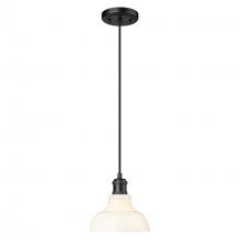 Golden Canada 0305-S BLK-VMG - Carver BLK Small Pendant in Matte Black with Vintage Milk Glass Shade