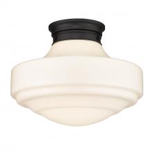 Golden Canada 0508-LSF BLK-VMG - Ingalls Large Semi-Flush in Matte Black with Vintage Milk Glass Shade