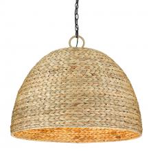 Golden Canada 1081-8P BLK-WSG - Rue 8 Light Pendant in Matte Black with Woven Sweet Grass Shade