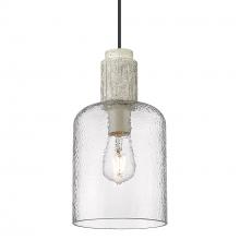 Golden Canada 1086-S BLK-HCG - Pedra Small Pendant in Matte Black with Hammered Clear Glass