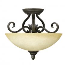 Golden Canada 1567-SF PC - Riverton Semi-Flush in Peppercorn with Linen Swirl Glass