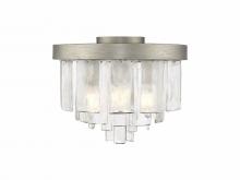 Golden Canada 1768-FM PS-HWG - Ciara 3-Light Flush Mount in Peruvian Silver with Hammered Water Glass