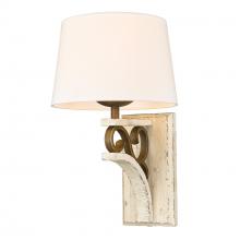 Golden Canada 1832-1W BC-CDW - Solay 1 Light Wall Sconce (Plug-in or Hardwire) in Burnished Chestnut with Ivory Linen Shade