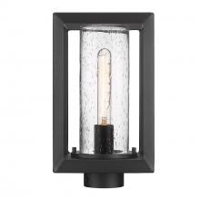 Golden Canada 2073-OPST NB-SD - Smyth NB Post Mount - Outdoor in Natural Black with Seeded Glass Shade