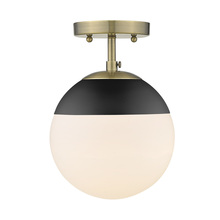 Golden Canada 3218-SF AB-BLK - Dixon Semi-Flush in Aged Brass with Opal Glass and Matte Black Cap