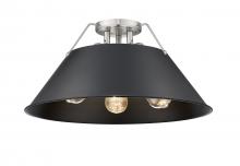 Golden Canada 3306-3FM PW-BLK - Orwell PW 3 Light Flush Mount in Pewter with Matte Black shade