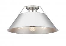 Golden Canada 3306-3FM PW-CH - Orwell 3-Light Flush Mount in Pewter with Chrome