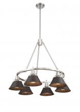 Golden Canada 3306-6 PW-RBZ - Orwell PW 6 Light Chandelier in Pewter with Rubbed Bronze shades