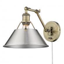 Golden Canada 3306-A1W AB-PW - Orwell AB 1 Light Articulating Wall Sconce in Aged Brass with Pewter shade