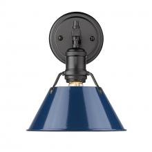 Golden Canada 3306-BA1 BLK-NVY - Orwell BLK 1 Light Bath Vanity in Matte Black with Matte Navy shade