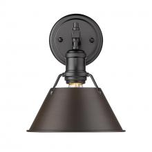 Golden Canada 3306-BA1 BLK-RBZ - Orwell BLK 1 Light Bath Vanity in Matte Black with Rubbed Bronze shade