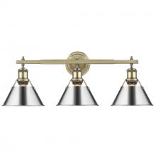 Golden Canada 3306-BA3 AB-CH - Orwell AB 3 Light Bath Vanity in Aged Brass with Chrome shades