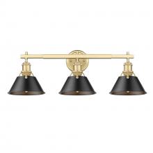 Golden Canada 3306-BA3 BCB-BLK - Orwell BCB 3 Light Bath Vanity in Brushed Champagne Bronze with Matte Black shades