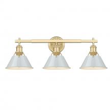 Golden Canada 3306-BA3 BCB-DB - Orwell BCB 3 Light Bath Vanity in Brushed Champagne Bronze with Dusky Blue shades