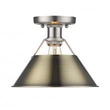 Golden Canada 3306-FM PW-AB - Orwell PW Flush Mount in Pewter with Aged Brass shade