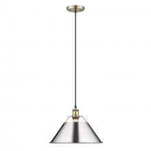 Golden Canada 3306-L AB-CH - Orwell AB Large Pendant - 14" in Aged Brass with Chrome shade