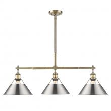 Golden Canada 3306-LP AB-PW - Orwell 3-Light Linear Pendant in Aged Brass with Pewter