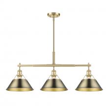 Golden Canada 3306-LP BCB-AB - Orwell BCB 3 Light Linear Pendant in Brushed Champagne Bronze with Aged Brass shades